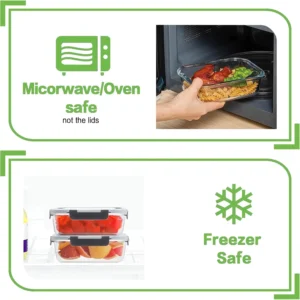 10 Pack Borosilicate Glass Meal Prep Containers with Locking Lids, Airtight Bento Boxes, BPA-Free & Leak Proof, 36oz & 14oz