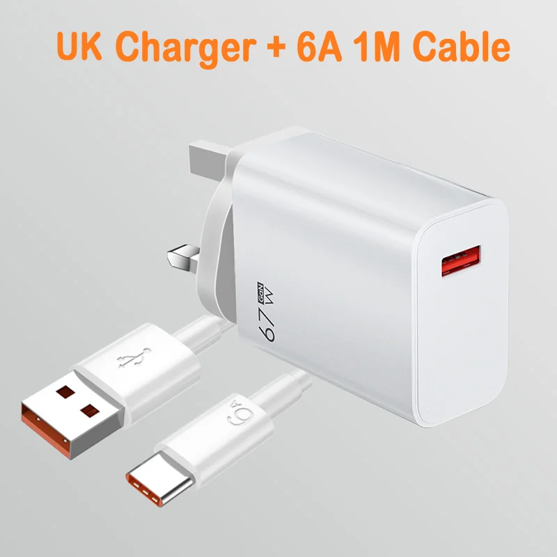 67W USB Fast Charger for Xiaomi 14 13 12 11 10 Ultra Redmi Note 12T 13 Pro Turbo Quick Charge Type C Cable Fast Charging Adapter