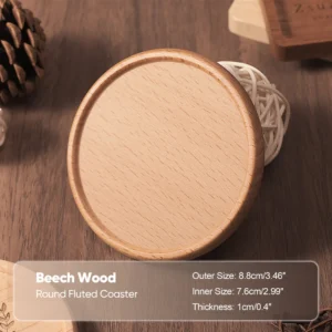 1PCS Solid Walnut Wood Coaster Round Square Beech Wood Cup Mat Durable Heat Resistant Tea Coffee Cup Pad Placemats 8.8cm/3.46in