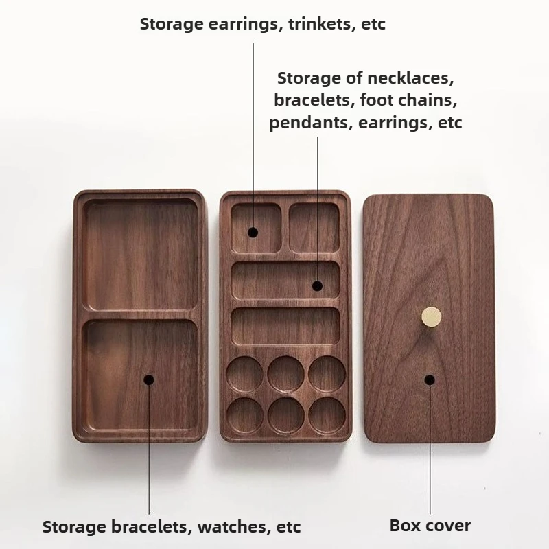 Wooden Jewelry Storage Box Earring Necklace Jewelry Organizer Box Bracelet Ring Necklace Watch Boxes Vintage Display Holder