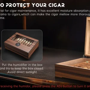 Cigar Humidor Box Cigar Case with Humidifier and Hygrometer, Cedar Wood Cigar Box with Divider, Cigar Gifts Accessories for Men