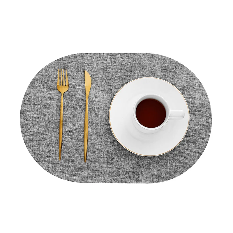 1/4/6pcs Decoration Oval Gift Placemats Heat Resistant Thick Faux Leather Non-Slip Table Mats Pad for Kitchen Coffee Dining Room