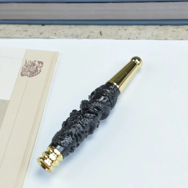 Double Filter Red Sandalwood Smoke Pipe Carved Dragon Mouth Real Wood Cleaning Friendly Compact And Durable Smoking Accessory