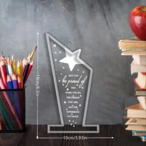 Acrylic Employee Appreciation Award, Thank You Trophy for Coworkers, Retirement Farewell Gifts for Adults, Women & Men