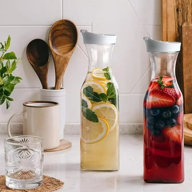 1500mlPlasticJuice WaterBottle with Leak proofCap Round/Square Juice Container Large Capacity Water Bottle for Cold Drinks/Juice