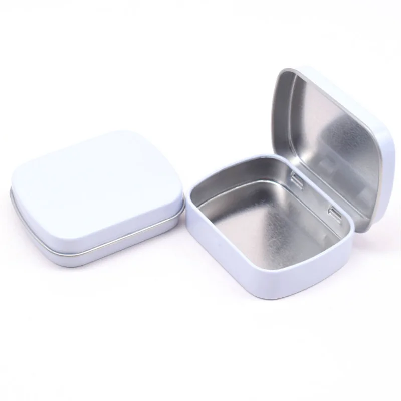 Metal Mini Hinged Iron Box Rectangular Empty Tin Storage Box Jewelry Pill Candy Cases Container Cosmetic Organizer Home Supplies