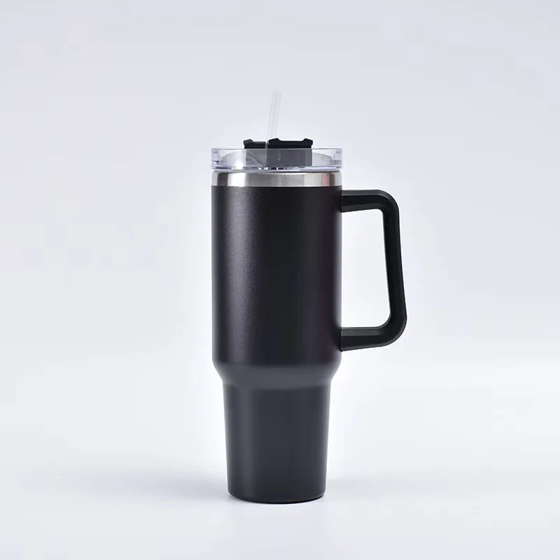 40oz 1200ML Insulated Tumbler w/Handle & Straw, Double Wall Thermal Cup, Travel Coffee Mug, Gift