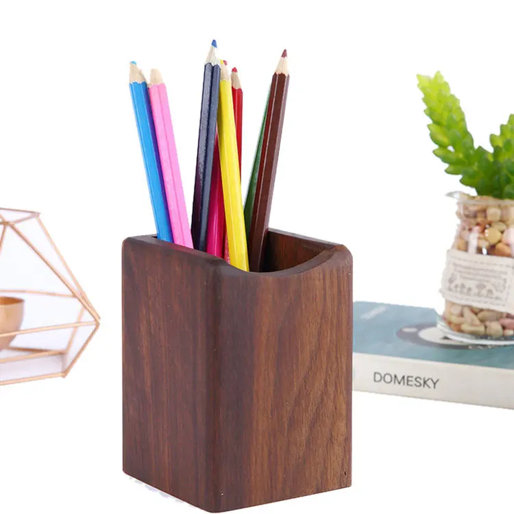 Wooden storage box pen holder