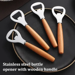Wooden Handle Beer Bottle Opener, Stainless Steel; Unique Design; Perfect For Opening Beer, Soda, And Other Beverage Bottles.