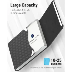 Business Card Holder PU Leather & Stainless Steel Business Card Case for Men Women Slim Name Cards Holder RFID Magnetic Closure