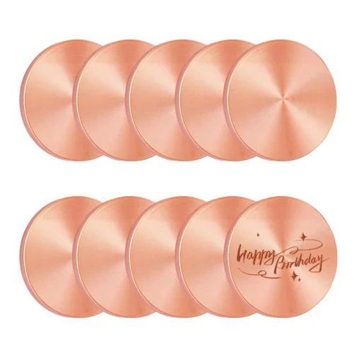 B84B-Rose Gold For DIY Crafts Engraving Blanks 10Pcs 40Mm Copper Round Disc Metal Plates For Stamping
