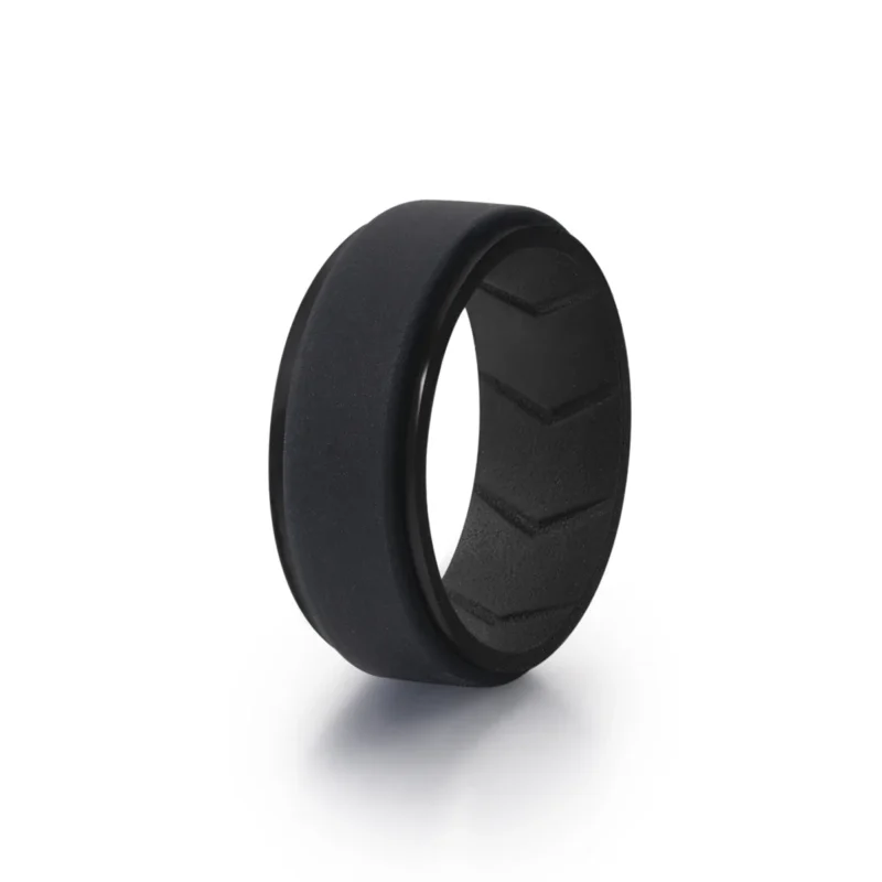 4 Pack Men's Silicone Wedding Bands, 8mm Wide Rubber Rings for Workout Sports, Comfort Fit Ring Set, Gift for Husband Him