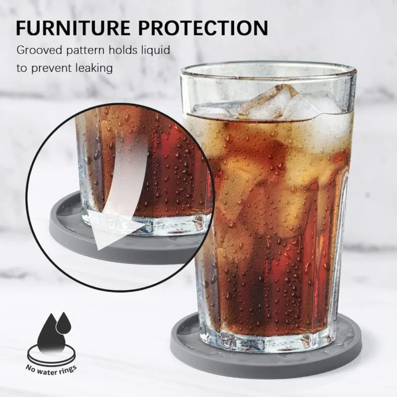 6PCS Non-stick Tray Coffee Coasters Silicone Grey/Black/Red Silicone Drink Coasters Silicone Coasters Tabletop Protection