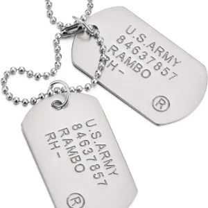 Classic 2Pcs Mens Military Army Dog Tag Pendant Necklace for Men Dad Husband with Bead Chain Christmas Birthday Jewelry Gifts