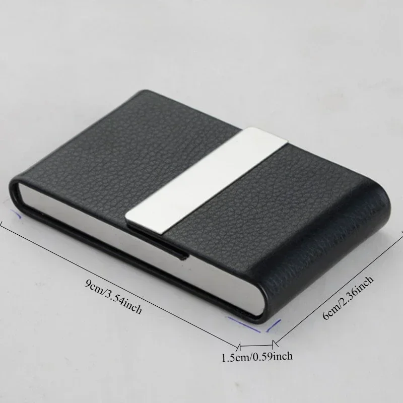 Men Postcard Box Business Multifunction Card Holder Case PU Leather Metal Pocket Holder with Magnetic Shut Cigarette Wallet Case