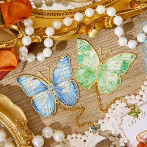 Mini Cute Butterfly Metal Bookmark With Chain And Gold Foil Design, Butterfly Book Page Holder, Vintage Bookmark To Aid Reading