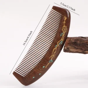 Black Ebony Wood Comb Colorful Massage Comb Head Meridian Ebony Wood Static Home Hair Care Gift Engraving Wholesale