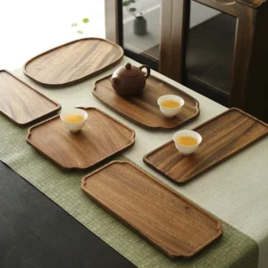 Wooden Tray Home Tea Tray Rectangular Dinner Tray Wooden Snack Fruit Tray Creative Dry Bubble Tray Simple Multi-Function Tray