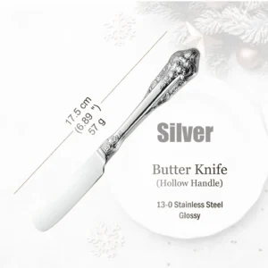 Stainless Steel Silver Flatware Set, Vintage Cutlery, Hollow Handle, Silverware for Wedding, Baroque, 18/10, Glossy Gold