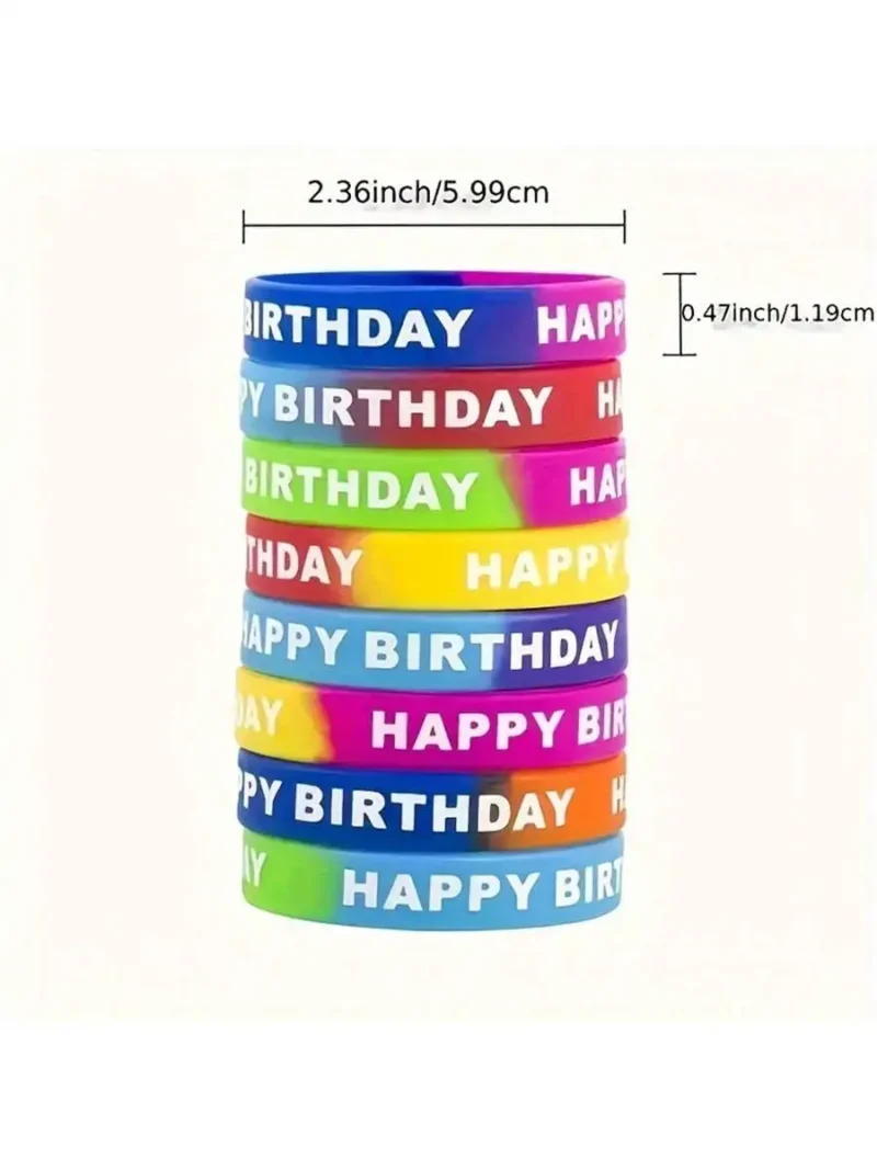 Sc912c843c0d14dfab6dd5ae126c1d7796.webp 8/16/24/48pcs Colored Silicone Wristbands for Birthday Party Supplie,Interesting birthday present,Happy Birthday Rubber Bracelet