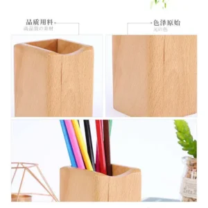 Wooden storage box pen holder