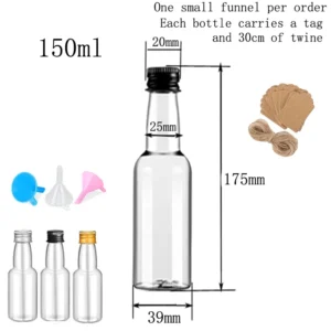 10PCS 30ML-150ML Portable Plastic Mini Liquor Bottle Juice Bottles Reusable Drink Container For Favors Weddings Parties Favors
