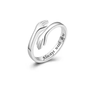 Zinc Alloy Open Mouth Hands Hug Ring Adjustable Love You Forever Lover Ring