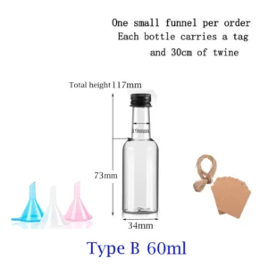 10PCS 30ML-150ML Portable Plastic Mini Liquor Bottle Juice Bottles Reusable Drink Container For Favors Weddings Parties Favors