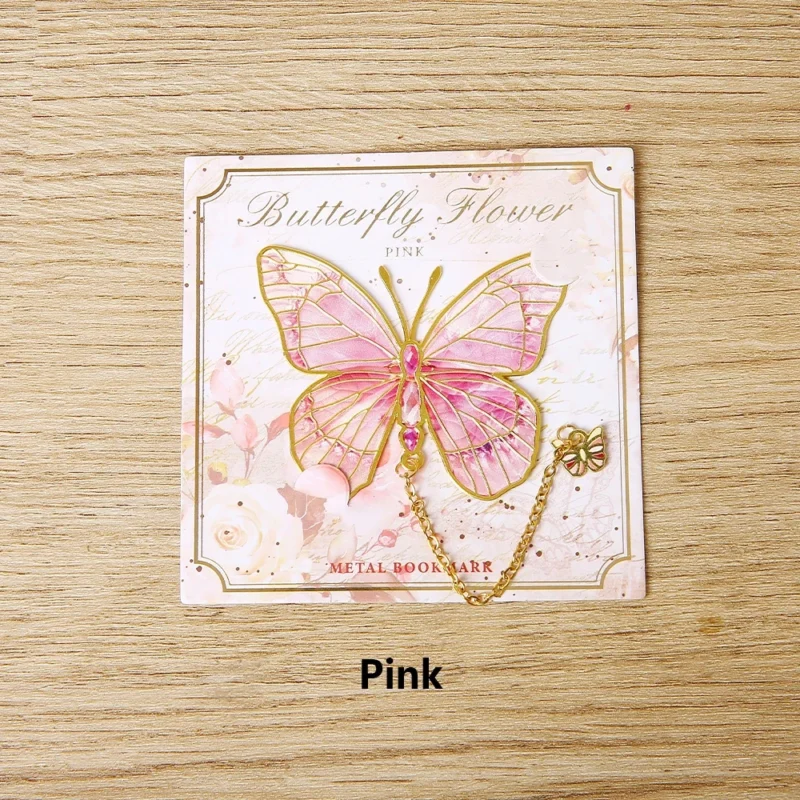 Mini Cute Butterfly Metal Bookmark With Chain And Gold Foil Design, Butterfly Book Page Holder, Vintage Bookmark To Aid Reading