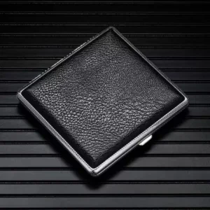 Cigarette Storage Cover Holder 20 Sticks Gift for Men's Leather Cigarette Box Cigar Case Metal Leather Smoking Accessories