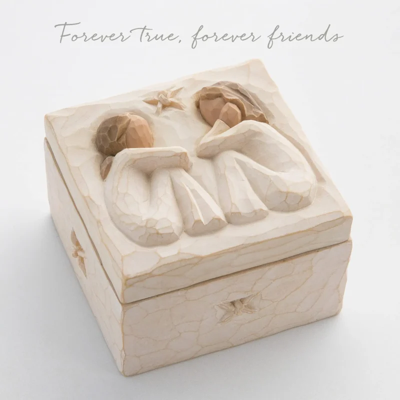Tree Friendship Keepsake Box, Forever True, Forever Friends, Holds Jewelry and Treasures, Carving of Best Friends or Sisters, Sc
