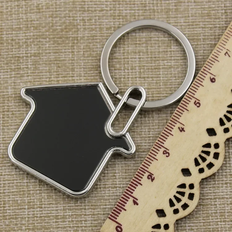 Custom Logo Name Metal Black Keychain Personalized Keyring Plate Laser Marking Engraving Stainless Steel Key Chain Ring Gift