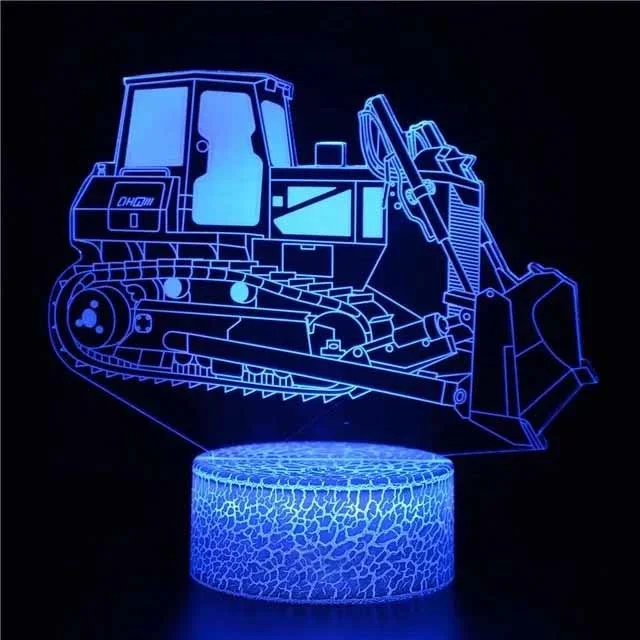 Car,Truck,Tractor,Excavator 3D Night Light LED Touch Illusion Table Lamp Baby Bedroom Decor Gift Lamps for Christmas Birthday