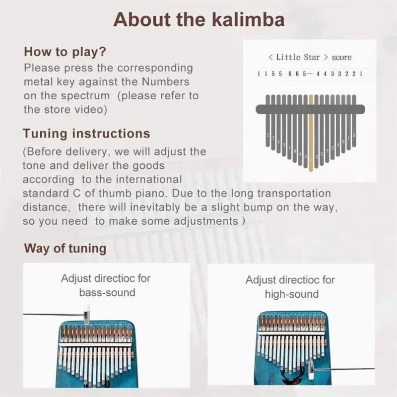 Kalimba music instrument Thumb Piano 17 Keys Mahogany Wood Finger Piano Combinations Gifts for Kids Portable Mbira Finger Piano