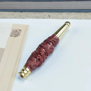 Double Filter Red Sandalwood Smoke Pipe Carved Dragon Mouth Real Wood Cleaning Friendly Compact And Durable Smoking Accessory