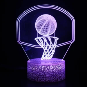 Basketball Night Light for Kids 3D LED Illusion Lamp Remote Control Brightness Adjustment Gifts for Girls Boys Room Decoration