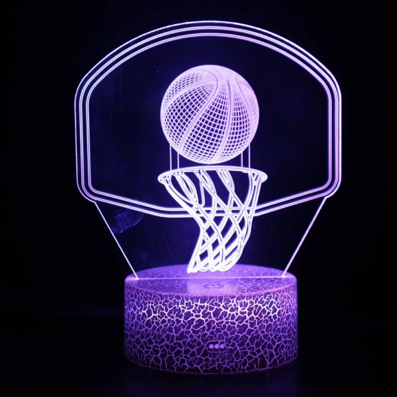 Basketball Night Light for Kids 3D LED Illusion Lamp Remote Control Brightness Adjustment Gifts for Girls Boys Room Decoration