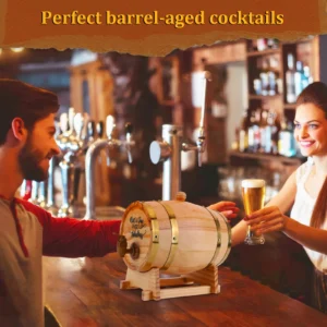 3L Wooden Whiskey Barrel with Stand Bung and Spigot Wine Barrel Whiskey Barrel Dispenser for Cocktails Bourbon Rum Tequila Beer