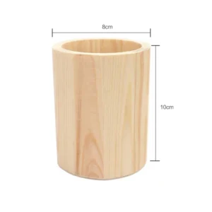 Pencil Holder Office Desk Wood Square/Round/Hexagon Pen Holder Pen Pot Cup Case Container Stationery Storage Organiser Supplies
