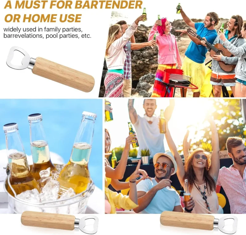 1-30PCS Stainless Steel Wooden Bottle Opener For Home Kitchen Bar Restaurant Party Gift Kitchen Accessories  Gadget