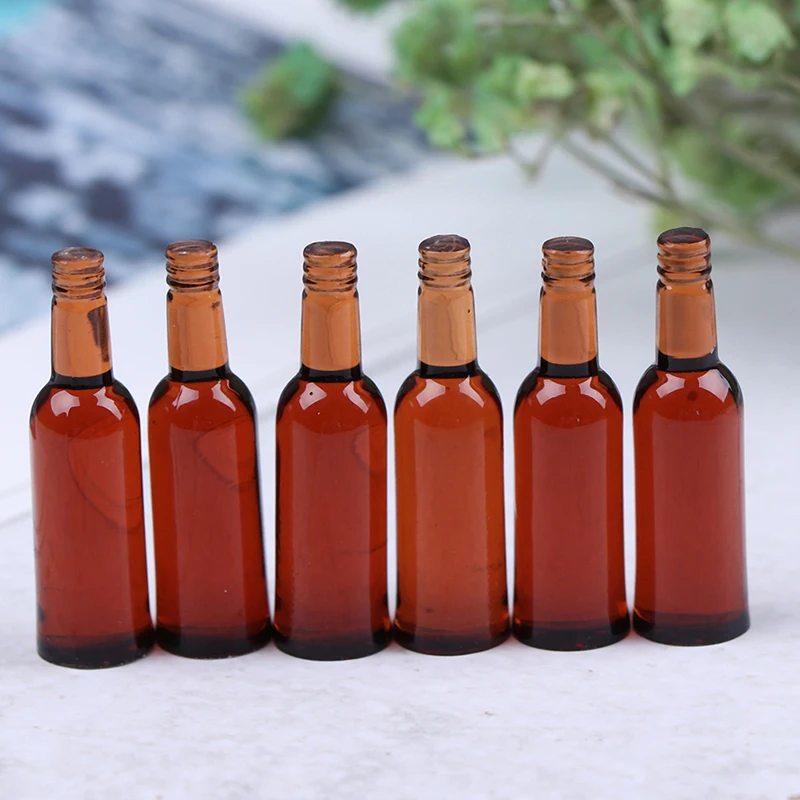 6Pcs 1:12 Dollhouse Miniature Beer Wine Drink Bottle Doll Kitchen Accessories