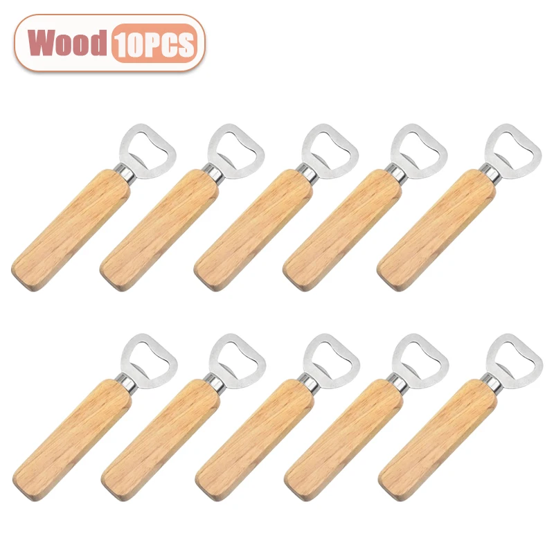 1-30PCS Stainless Steel Wooden Bottle Opener For Home Kitchen Bar Restaurant Party Gift Kitchen Accessories  Gadget