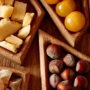 Wooden Serving Tray Charcuterie Board 8-Petal Detachable Divided Snack Plate Natural Wood Puzzle Tray for Kitchen Breakfast