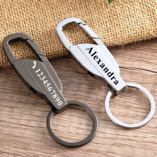 Custom Personalized Lettering Keychain Men Key Chain Key Ring Waist Hanged Key For Car Plate Number Logo Anti-lost Keyring