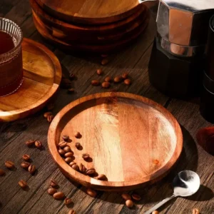 Wood Dinner Plates 5.9 Inch Round Wooden Plates Lightweight Classic Plate Handmade Serving Tray for Dishes Snack Food Gift