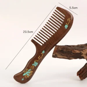 Black Ebony Wood Comb Colorful Massage Comb Head Meridian Ebony Wood Static Home Hair Care Gift Engraving Wholesale