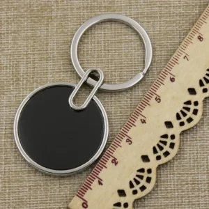 Custom Logo Name Metal Black Keychain Personalized Keyring Plate Laser Marking Engraving Stainless Steel Key Chain Ring Gift