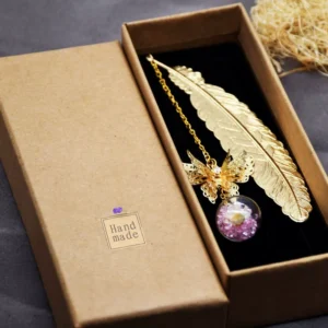 Sd79493ba94824376b582dac102e011a10.webp Retro Bookmark Feather Butterfly Creative Metal Bookmarks Stationery Gift Metal Feather Bookmark In Gift Box Packaging