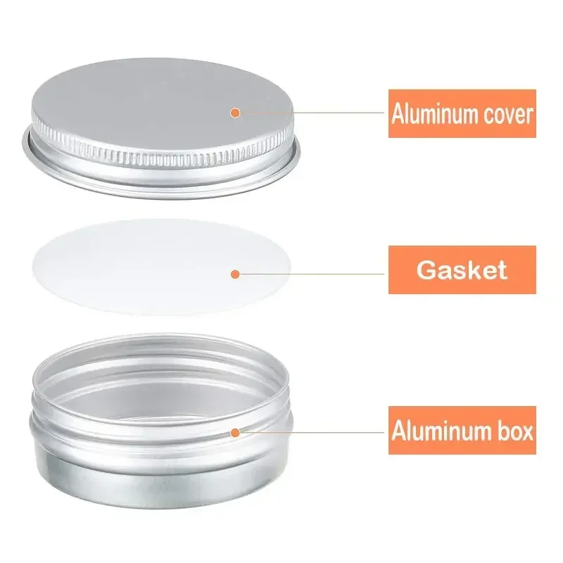 10pcs Silver Aluminum Tin Cans with Screw Lids, 5ml-250ml Empty Round Containers for DIY Candle, Spice, Cream Storage