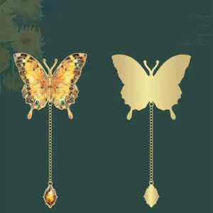 2024 Cute Butterfly Metal Bookmark Colorful Bronzing Bookmark With Chain Gifts For Book Lovers Readers Writers Friends Adults